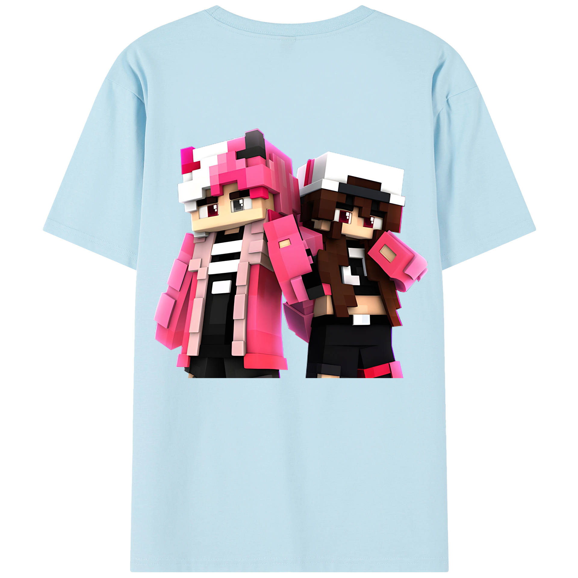 （画像用） マインクラフト ブロックの世界 Minecraft MC Block world 綿100％半袖Tシャツ（背面プリント）